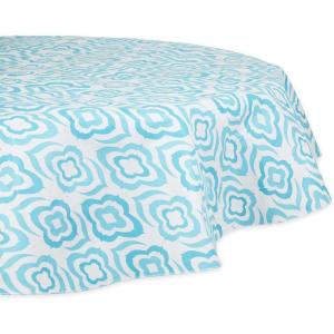 imageDII Summer Ikat Print Vinyl Tabletop Collection Flannel Backed IndoorOutdoor Tablecloth Rectangle 60x84 Blue Ikat70 Round