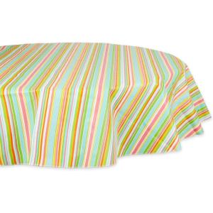 imageDII Vinyl Tabletop Collection IndoorOutdoor SpillProof Flannel Backed Tablecloth Rectangle 60x102 Summer StripeSpring Stripe