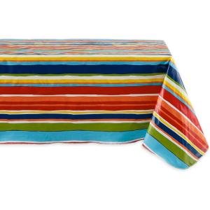 imageDII Vinyl Tabletop Collection IndoorOutdoor SpillProof Flannel Backed Tablecloth Rectangle 60x102 Summer StripeSummer Stripe