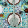 imageDII Spanish Tile Print Collection Flannel Backed Tablecloth 70quot Round Multi Color