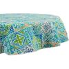 imageDII Spanish Tile Print Collection Flannel Backed Tablecloth 70quot Round Multi Color