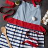 imageDII Womens Cotton Skirted Kitchen Apron for Cooking Baking ampamp Crafts Adjustable with Generous Waist Ties Nautical Stripe One Size