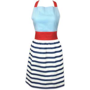 imageDII Womens Cotton Skirted Kitchen Apron for Cooking Baking ampamp Crafts Adjustable with Generous Waist Ties Nautical Stripe One Size
