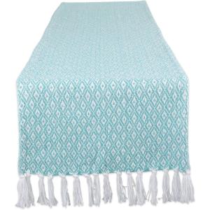 image:imageDII Farmhouse Mini Diamond Braided Table Runner 15x72 GrayAqua
