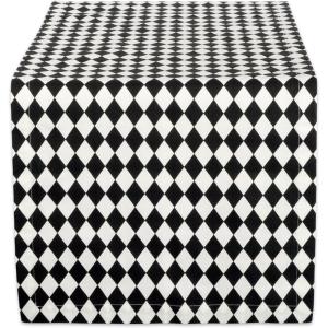 image:imageDII Halloween Tabletop Harlequin Collection Table Runner 14x72 Black and Cream108 x 14 Runner