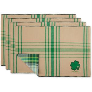 image:imageDII St Patricks Day Collection Tabletop Table Runner 14x72 Shamrock CheckWee Bit O Luck