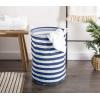 image:imageDII Laundy Collection PE Coated Collapsible Bin Aqua Lattice Laundry HamperNautical Blue Stripe