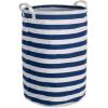 image:imageDII Laundy Collection PE Coated Collapsible Bin Aqua Lattice Laundry HamperNautical Blue Stripe