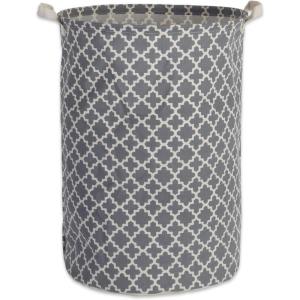 image:imageDII Laundy Collection PE Coated Collapsible Bin Aqua Lattice Laundry HamperGray Lattice