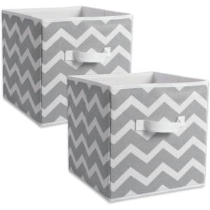 image:imageDII Non Woven Polyester Storage Bin Chevron Gray Large Set of 2