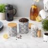 image:imageDII Kitchen Ceramics Collection Canister Set Mixed Print BlackGold 3 PieceFloral Tile