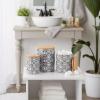 image:imageDII Kitchen Ceramics Collection Canister Set Mixed Print BlackGold 3 PieceFloral Tile
