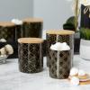 image:imageDII Kitchen Ceramics Collection Canister Set Mixed Print BlackGold 3 PieceMixed Print  BlackGold