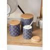 image:imageDII Kitchen Ceramics Collection Canister Set Mixed Print BlackGold 3 PieceMixed Print  Nautical Blue