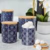 image:imageDII Kitchen Ceramics Collection Canister Set Mixed Print BlackGold 3 PieceMixed Print  Nautical Blue