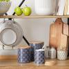 image:imageDII Kitchen Ceramics Collection Canister Set Mixed Print BlackGold 3 PieceMixed Print  Nautical Blue