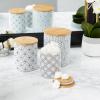 image:imageDII Kitchen Ceramics Collection Canister Set Mixed Print BlackGold 3 PieceMixed Print  WhiteBlack