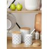 image:imageDII Kitchen Ceramics Collection Canister Set Mixed Print BlackGold 3 PieceMixed Print  WhiteBlack