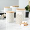 image:imageDII Kitchen Ceramics Collection Canister Set Mixed Print BlackGold 3 PieceMixed Print  WhiteGold