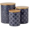 image:imageDII Kitchen Ceramics Collection Canister Set Mixed Print BlackGold 3 PieceMixed Print  Nautical Blue