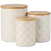 image:imageDII Kitchen Ceramics Collection Canister Set Mixed Print BlackGold 3 PieceMixed Print  WhiteGold