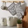 image:imageDII Quilted Kitchen Oven Mitt amp Potholder Set Hanging Loop for Convenient Storage OM 65x12PH 8x85 Pink Damask Print 2 PieceGray Damask Print