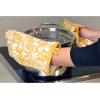 image:imageDII Quilted Kitchen Oven Mitt amp Potholder Set Hanging Loop for Convenient Storage OM 65x12PH 8x85 Pink Damask Print 2 PieceMustard Damask Print