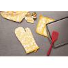 image:imageDII Quilted Kitchen Oven Mitt amp Potholder Set Hanging Loop for Convenient Storage OM 65x12PH 8x85 Pink Damask Print 2 PieceMustard Damask Print