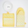 image:imageDII Quilted Kitchen Oven Mitt amp Potholder Set Hanging Loop for Convenient Storage OM 65x12PH 8x85 Pink Damask Print 2 PieceOmbre Yellow Chevron