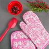 image:imageDII Quilted Kitchen Oven Mitt amp Potholder Set Hanging Loop for Convenient Storage OM 65x12PH 8x85 Pink Damask Print 2 PiecePink Damask Print