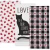 image:imageDII Valentines Day Collection Kitchen Dishtowel Set 18x28 Woven Check 3 PieceCat Love