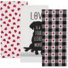 image:imageDII Valentines Day Collection Kitchen Dishtowel Set 18x28 Woven Check 3 PieceDog Love