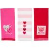 image:imageDII Valentines Day Collection Kitchen Dishtowel Set 18x28 Woven Check 3 PieceEmbellished Hearts