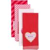 image:imageDII Valentines Day Collection Kitchen Dishtowel Set 18x28 Woven Check 3 PieceLove