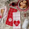 image:imageDII Valentines Day Collection Kitchen Dishtowel Set 18x28 Woven Check 3 PieceLove Assorted