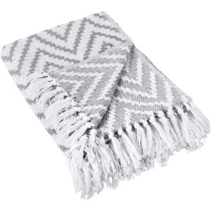image:imageDII Rustic Farmhouse Throw Blanket with Decorative Tassles Use for Chair Couch Bed Picnic Camping Beach amp Just Staying Cozy at Home 50 x 60 Large Chevron Nautical BlueGray