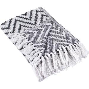 image:imageDII Rustic Farmhouse Throw Blanket with Decorative Tassles Use for Chair Couch Bed Picnic Camping Beach amp Just Staying Cozy at Home 50 x 60 Large Chevron Nautical BlueBlack