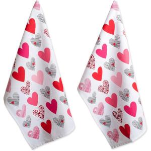 image:imageDII Valentines Day Collection Kitchen Dishtowel Set 18x28 Woven Check 3 PieceHearts Collage