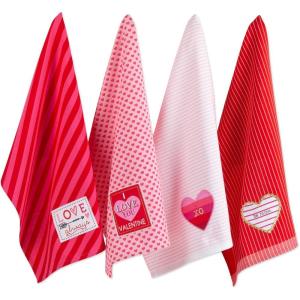 image:imageDII Valentines Day Collection Kitchen Dishtowel Set 18x28 Woven Check 3 PieceLove