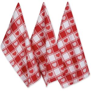 image:imageDII Valentines Day Collection Kitchen Dishtowel Set 18x28 Woven Check 3 PieceWoven Check