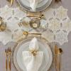 image:imageDII Embroidered Holiday Table Dcor Collection Christmas Kitchen Snowflakes Table Runner 14x54 Silver amp GoldSilver  Gold