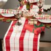 image:imageDII Embroidered Mistletoe 100 Cotton Machine Washable Table Runner for Dinner Parties Christmas and Holidays  14x72Red Tinsel