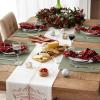 image:imageDII Embroidered Mistletoe 100 Cotton Machine Washable Table Runner for Dinner Parties Christmas and Holidays  14x72Vintage Merry French Stripe