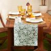 image:imageDII Floral Outdoor Tabletop Collection Water Resistant 14x72 Runner Artichoke Green