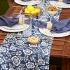 image:imageDII Floral Outdoor Tabletop Collection Water Resistant 14x72 Runner Nautical Blue