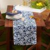 image:imageDII Floral Outdoor Tabletop Collection Water Resistant 14x72 Runner Nautical Blue