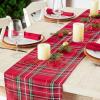image:imageDII Holiday Dining Table amp Kitchen Dcor Metallic Fabric Christmas Table Runner 14x72 Red Tartan PlaidRed Tartan Plaid