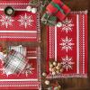 image:imageDII Holiday Nordic Dining Kitchen amp Table Dcor Collection Christmas Placemat Set 13x19 Jacquard Stripe Snowflake 4 PieceJacquard Stripe Snowflake