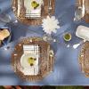 image:imageDII IndoorOutdoor ReUsable Tabletop Collection Tonal Lattice Machine Washable Table Runner 14x72 ArtichokeFrench Blue