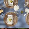 image:imageDII IndoorOutdoor ReUsable Tabletop Collection Tonal Lattice Machine Washable Table Runner 14x72 ArtichokeFrench Blue